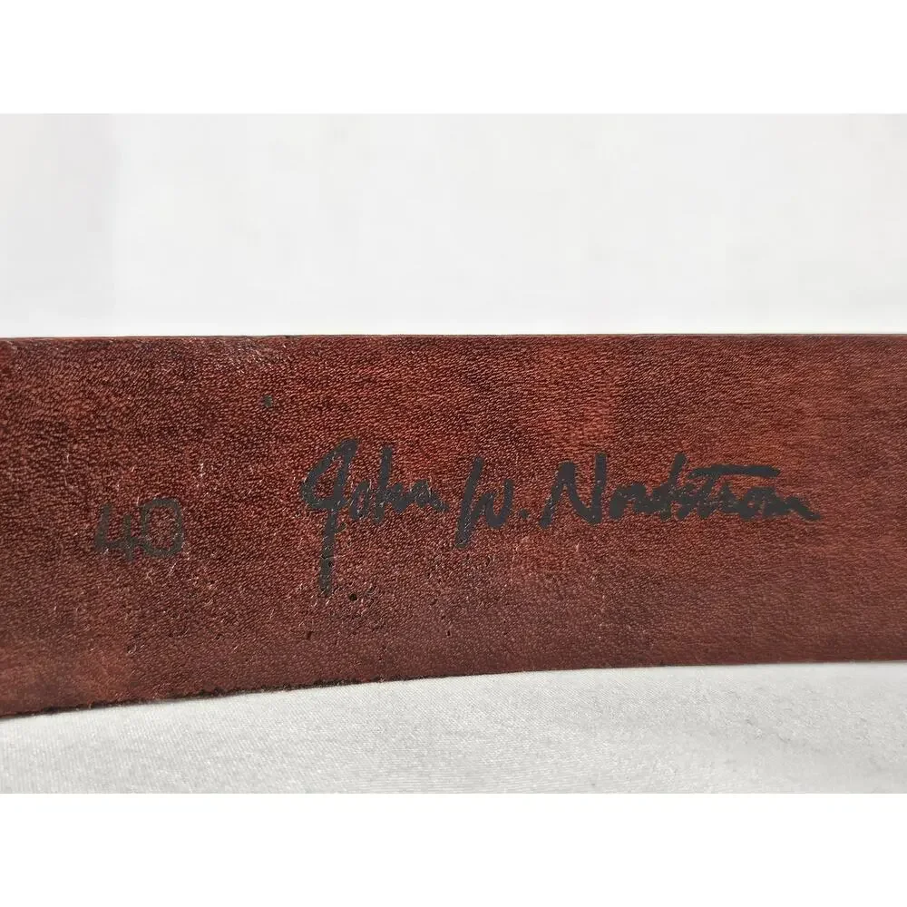 JOHN W. NORSDTROM DESIGNER UNISEX BROWN GENUINE LEATHER BELT – SIZE 42